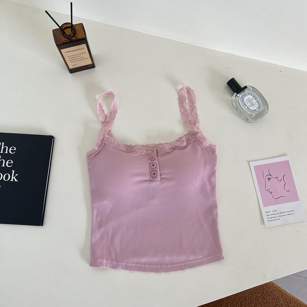 Рубчатый топ на бретельках, кружевной укороченный топ с лямкой на шее, женские летние майки на пуговицах с открытой спиной, модный вязаный топ, женский укороченный жилет без рукавов