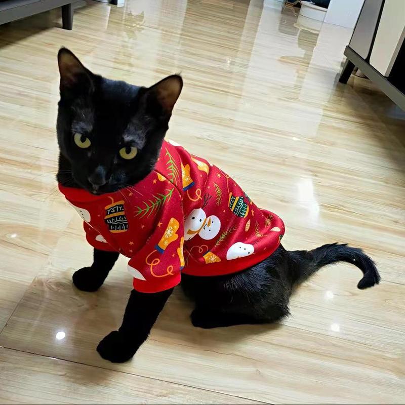 Adorable Printed Sphynx Cat Costume Clothes Winter Warm Pet Hoodie Sweater designed for Cats Gentle Fleece Puppy Kedi mascotas gotas Clothing