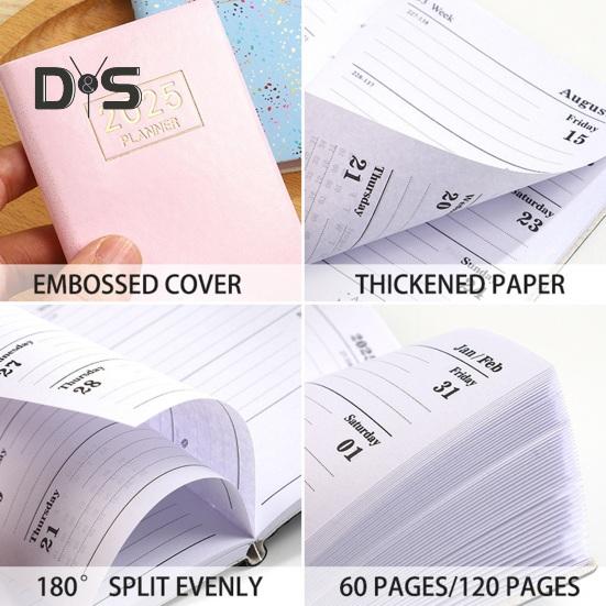 Плотная бумага блокнот гладкое письмо без растекания чернил искусственная кожа обложка 2025 ежедневник карманный формат чернил устойчивый бумажный планировщик