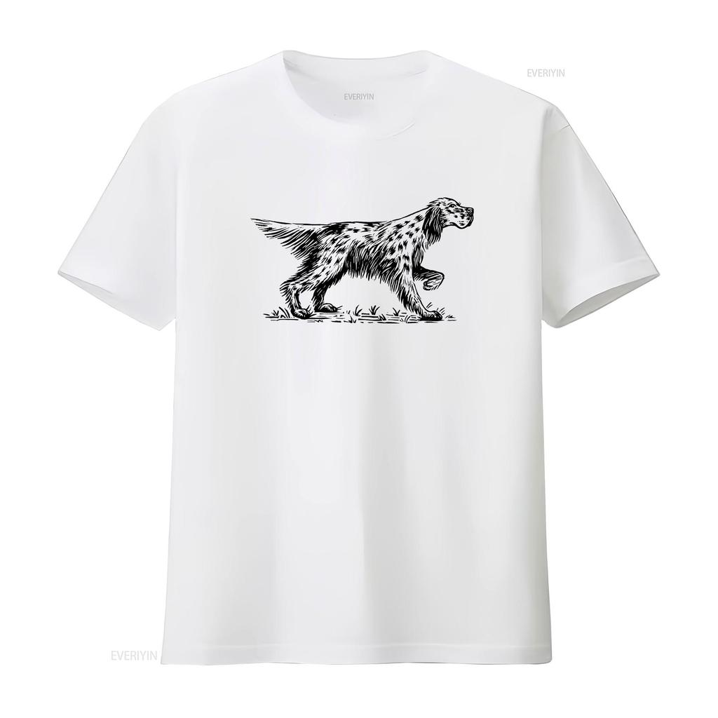 English Setter Dog T Shirt Vintage Woodcut Style Best For Owners vintage Washed Top For Everyday Wear Unisex fashion Casual