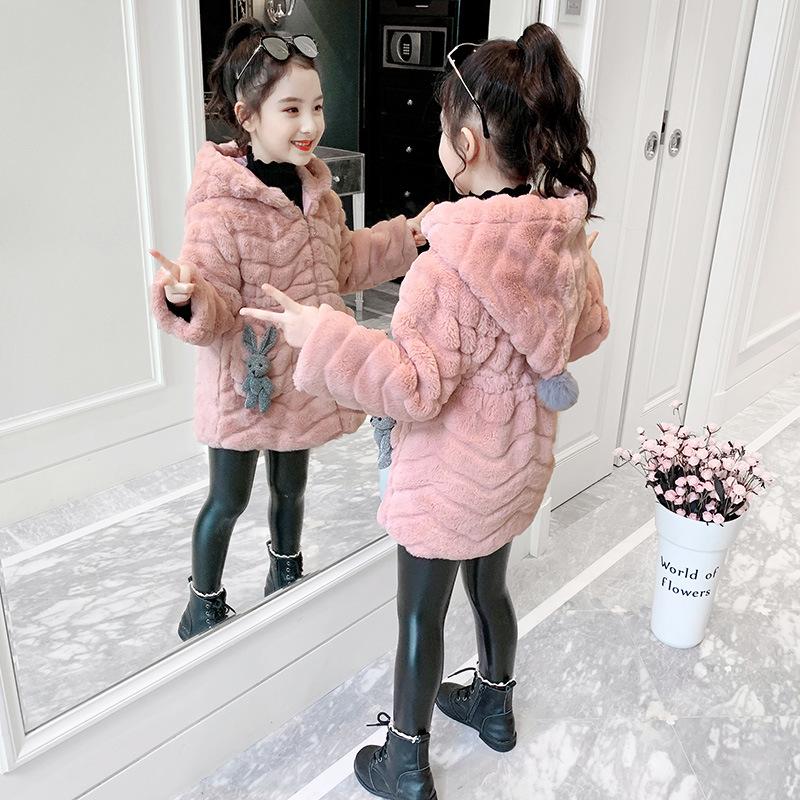 Пальто для девочек; осенне-зимнее детское утолщенное теплое модное пальто из искусственного меха для маленьких девочек