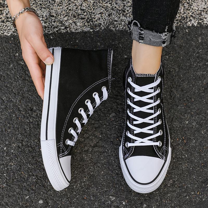 Высокие парусиновые туфли мужские корейские версии модные универсальные студенческие модные туфли повседневные тканевые туфли для мальчиков скейтборд обувь с высоким воротом мужская обувь