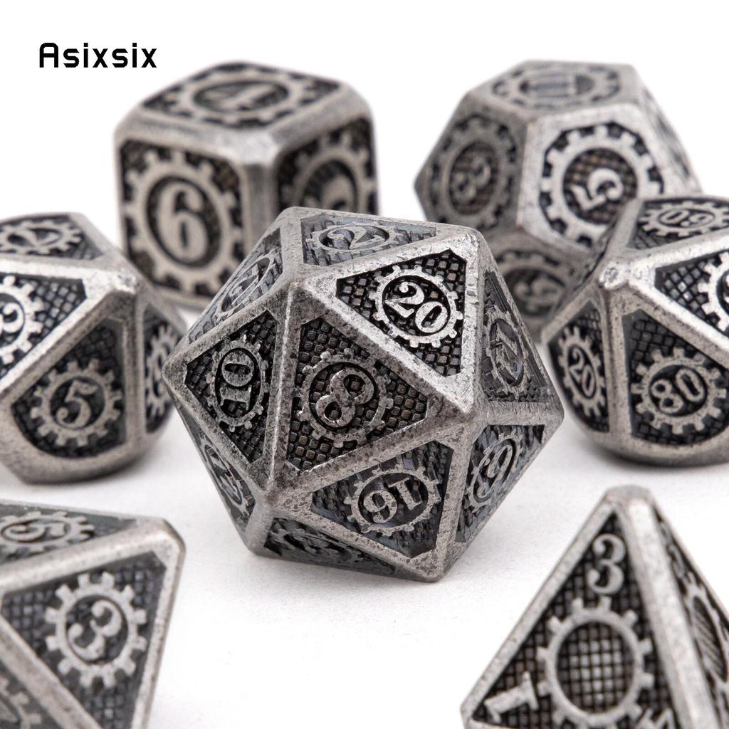 7 шт., черные шестерни, металлические кубики, набор твердых металлических многогранных кубиков, подходящий для ролевой игры, настольной игры, карточной игры