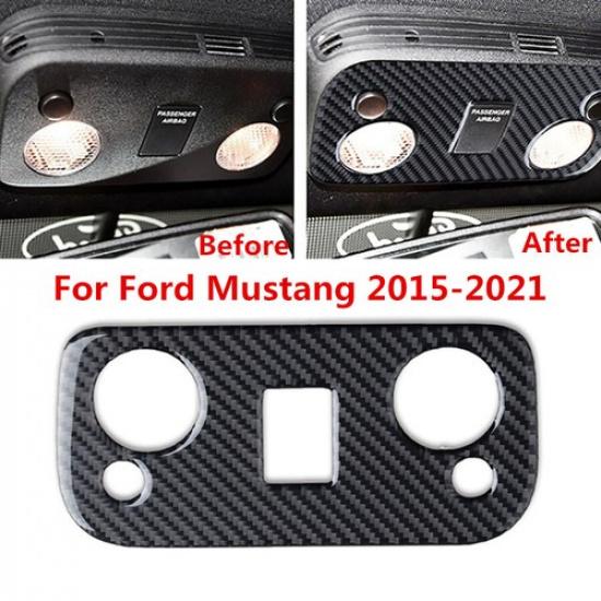 Roof Lamp Reading Light Cover Trim For Ford Mustang 2015- Carbon Fiber Style