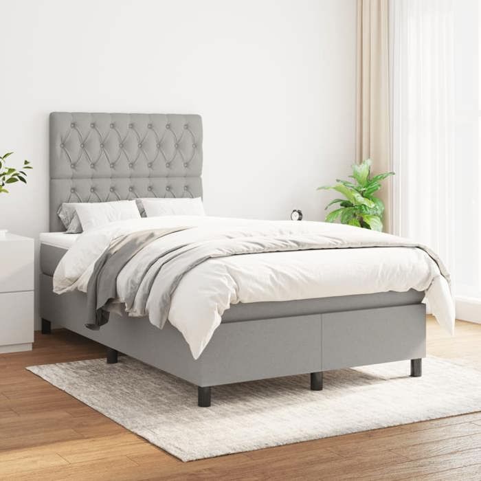 Maison Exclusive - Sommier à lattes de lit et matelas gris clair 120x190 cm tissu