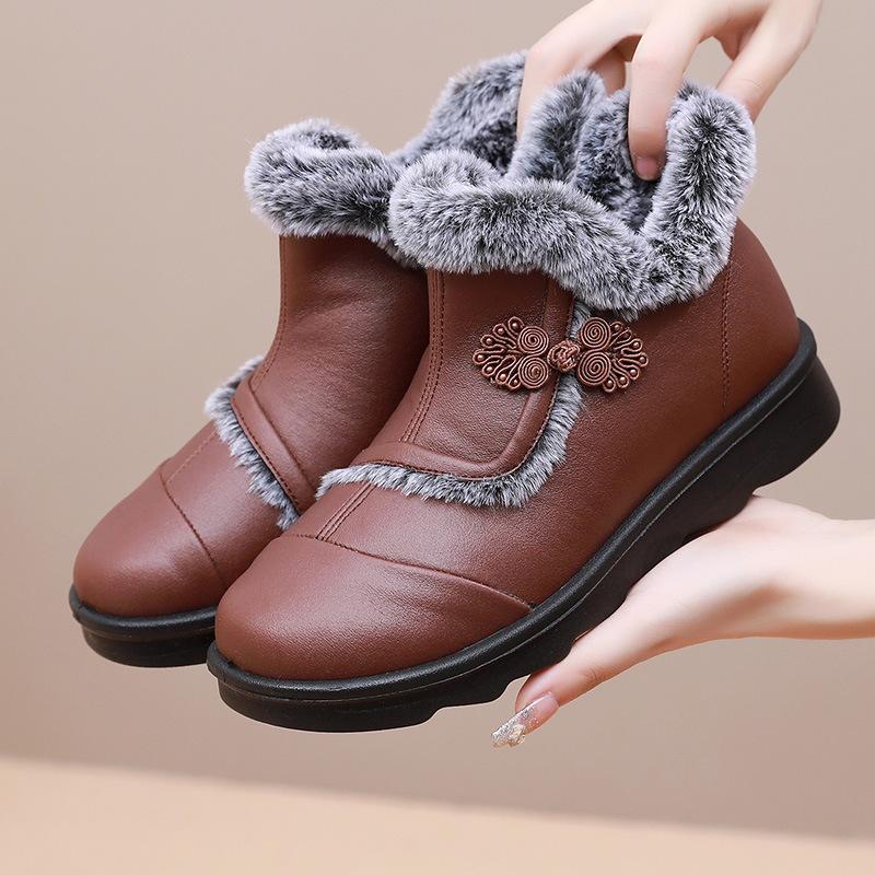 Женские зимние зимние ботинки на подкладке из искусственного меха, уличные противоскользящие теплые ботильоны из искусственной кожи, короткие ботинки на флисовой подкладке, повседневная женская обувь с высоким берцем