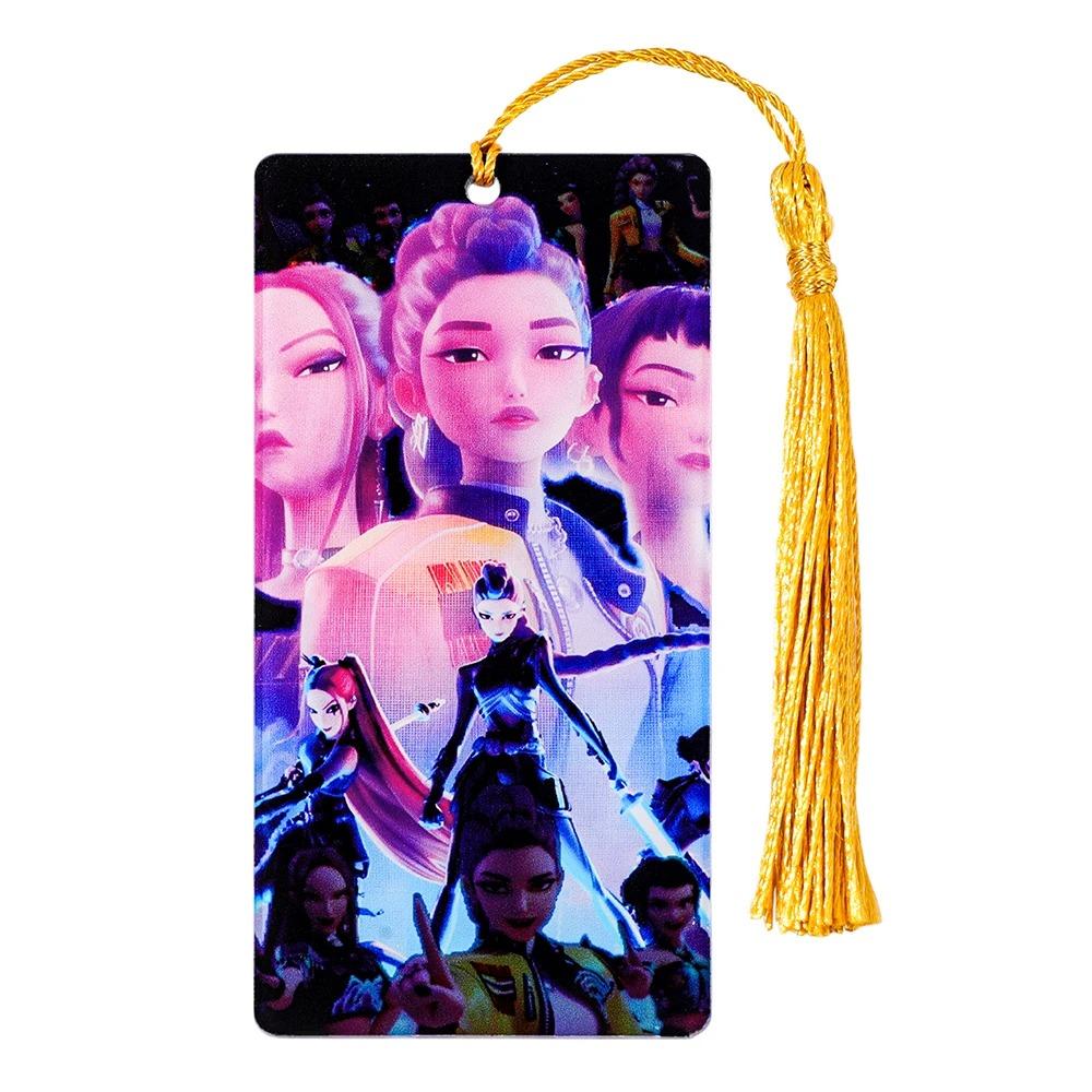 Акриловые закладки для книг K-Pop Охотники на демонов с кисточкой Анимационный дизайн Тема Декоративные литературные подарки для любителей чтения и книжных фанатов