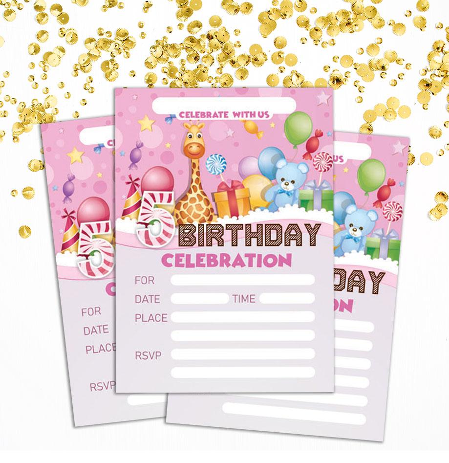 Darling Souvenir Pink Birthday Invitation Card 28 шт. Заполните или напишите пустые приглашения для печати Принадлежности для вечеринок 5x7