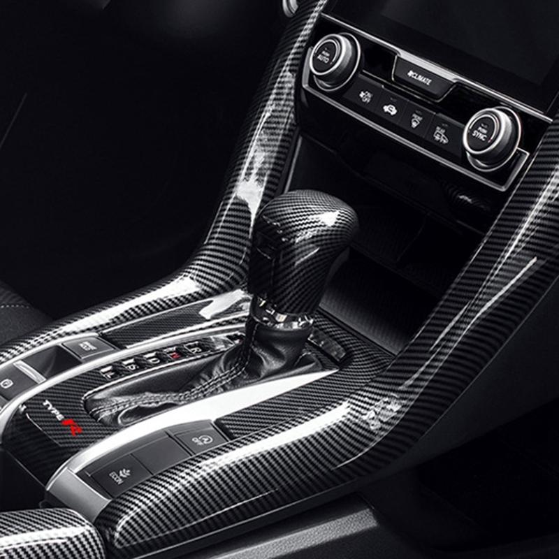 A42M-Armrest Box Protective Covers Carbon Fiber Car Central Armrest Decorative Modification For Honda Civic 10Th 2016 2017 2018