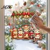 PVC Festive Window Stickers Christmas Animals Decal, Static Cling Removable Sticker, Waterproof Cute Cartoon Animal Clings Deer Bunny on Swing