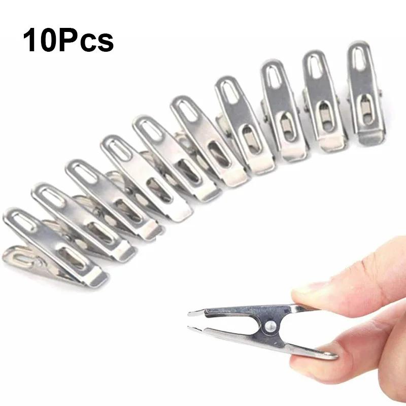 10/20Pcs Stainless Steel Clothes Pegs Washing Clips Household Clothing Sealing Clip Windproof Clips Hang Pins Metal Clips Clamps