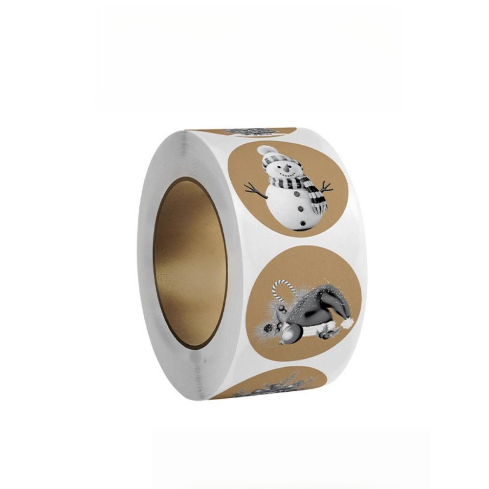 Круглые рождественские наклейки Наклейки на рождественскую тематику Для пакетов с печеньем Принадлежности для вечеринок Пакеты для конфет