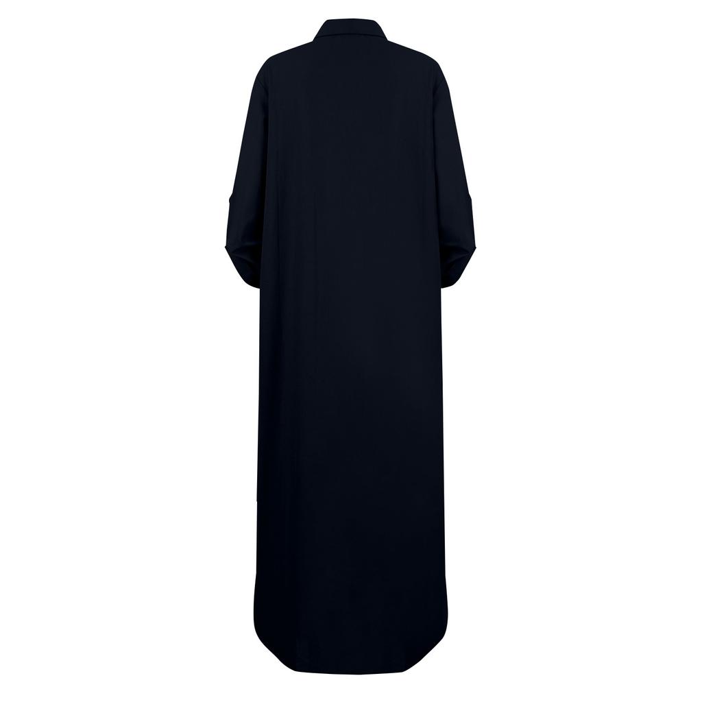 Женское модное повседневное платье-кардиган из хлопка и льна с длинными рукавами