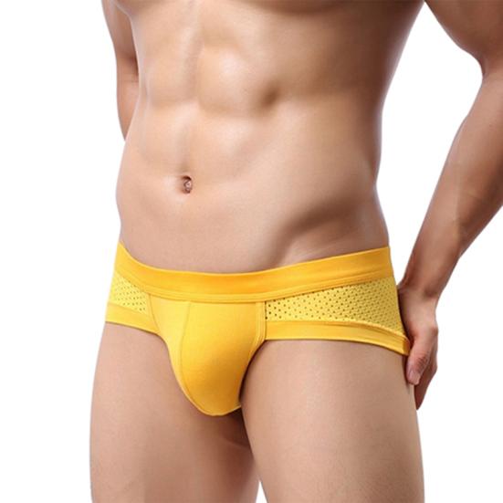Men's Sexy Mesh Modal Triangle Underwear Breathable Solid Briefs Underpants