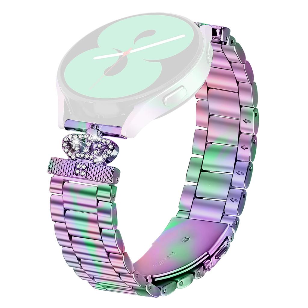 Stainless Steel Strap for Garmin Approach S40/Forerunner 158 Watch Band Crown Shape Rhinestone Decor