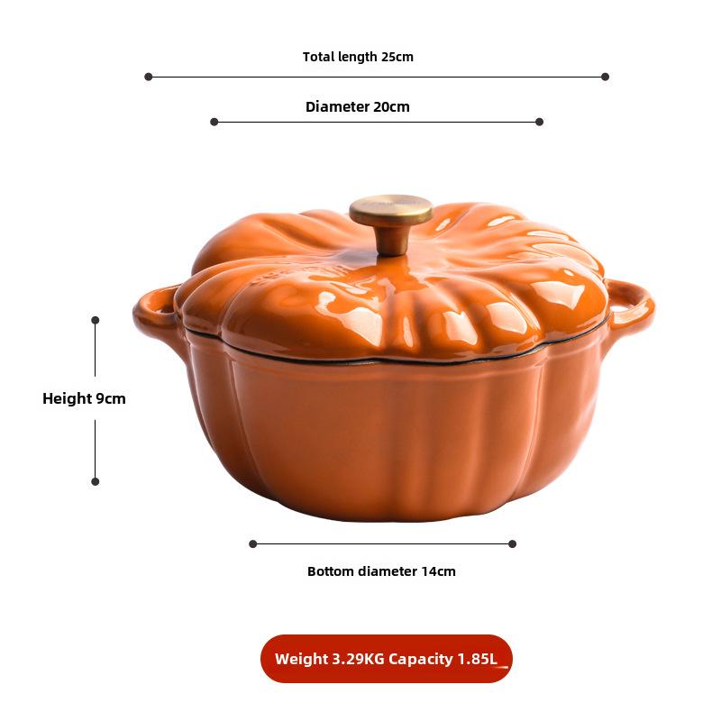 Little Happiness Многофункциональная чугунная эмалированная кастрюля в форме тыквы - рагу, суп, универсальная индукционная плита