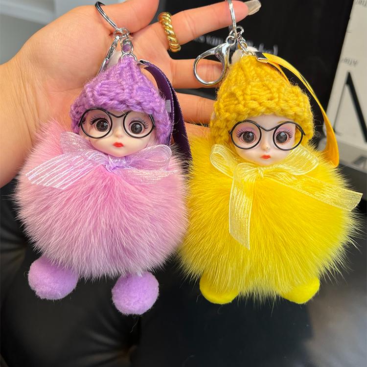 Кукла из натурального лисьего меха Брелок-подвеска для автомобиля Милая плюшевая кукла Кукла Подвеска для сумки-книги Кукла Подарок для пары