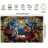 Easter and Christmas background banners, polyester, Nativity stained glass pattern decoration, suitable for party decoration
