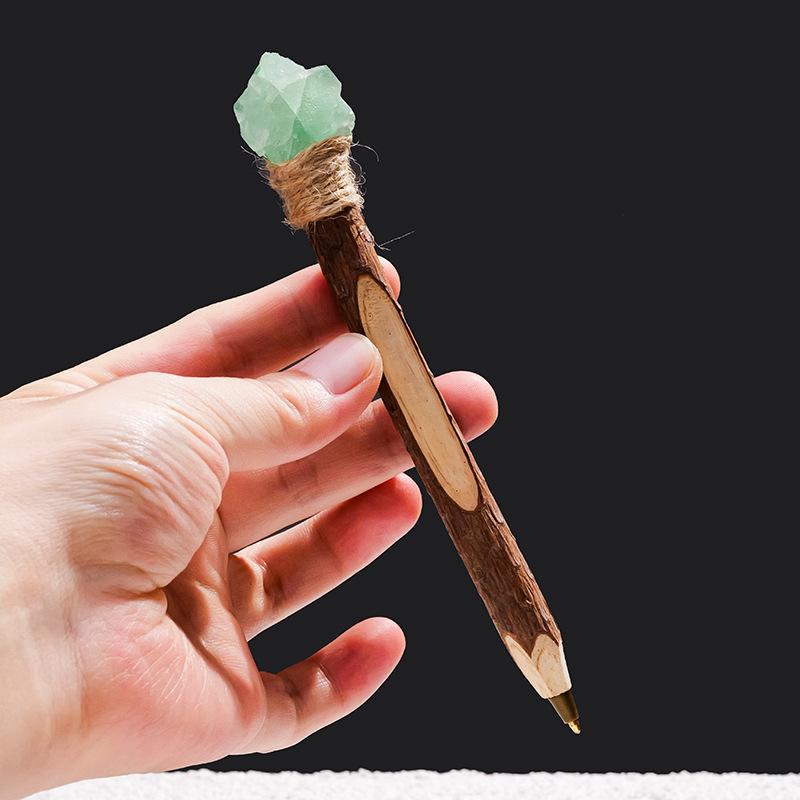 Eco-friendly Crystal Stone Wooden Ballpoint Pen