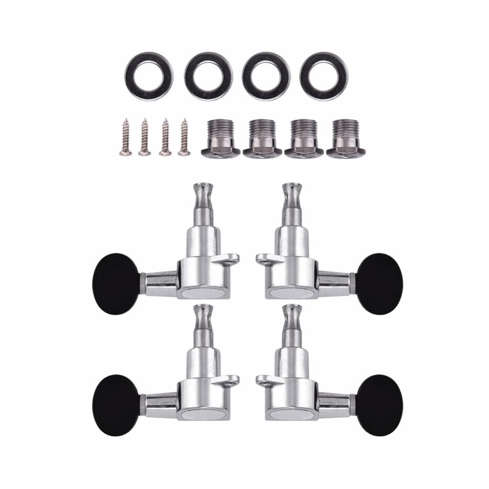 Silver Black Color Ukulele Machine Heads 2L2R Configuration Locking Tuners Set For Ukulele