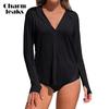 Rash Guard for Women UPF 50+ Sun Protection Clothing Button Down SPF Hoodie Beach Shirts