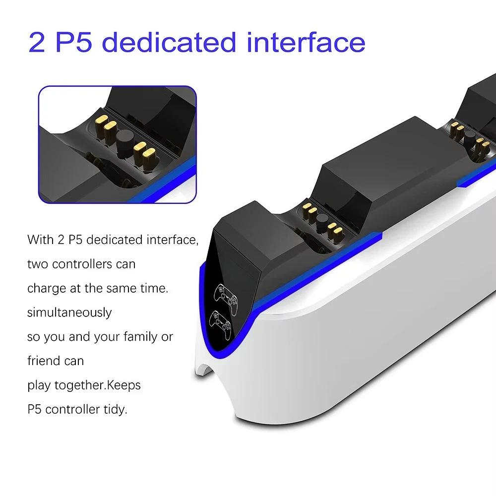 Двойная быстрая зарядная станция для беспроводного контроллера PS5, док-станция с разъемом USB 3.1 Type-C для джойстика Sony PlayStation5