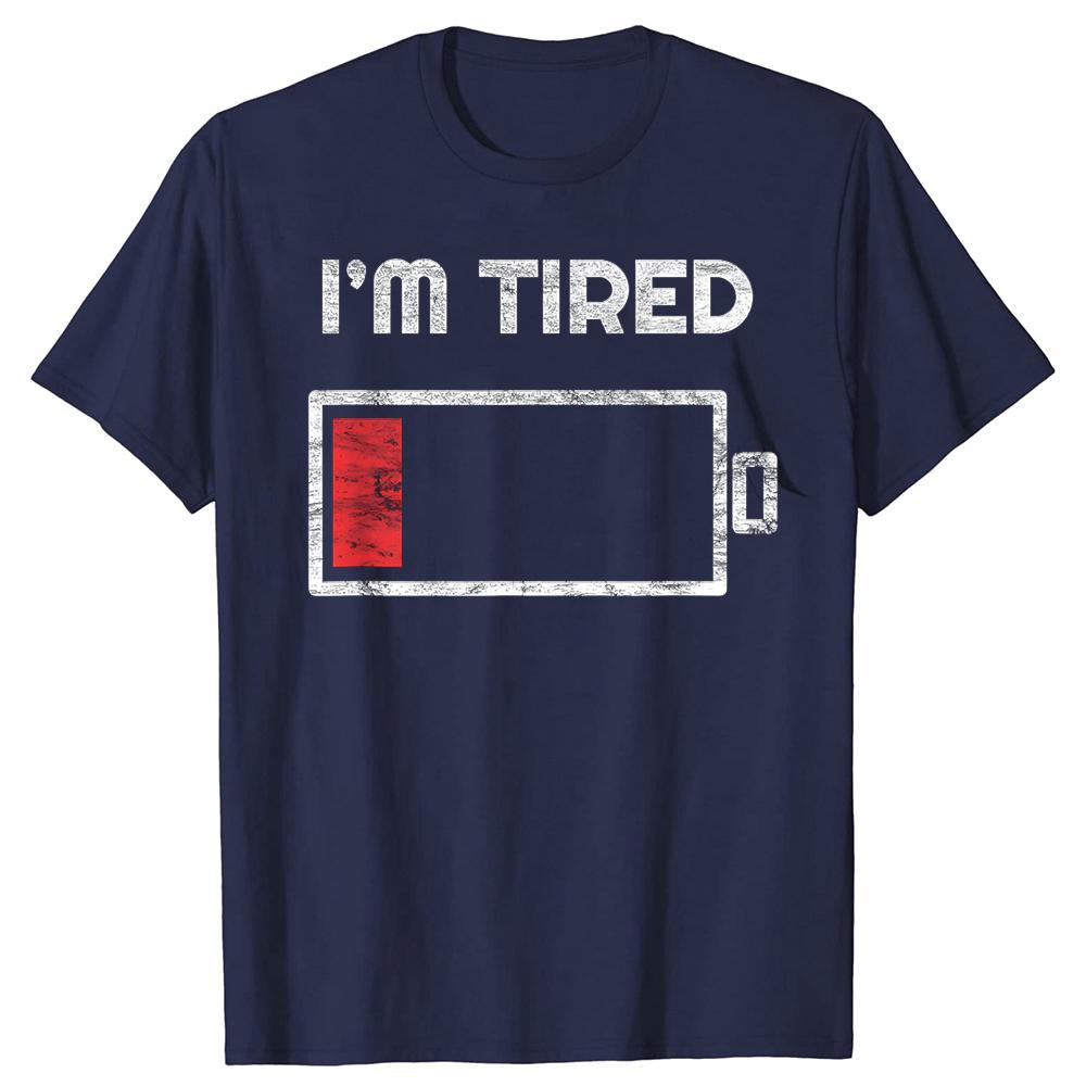 Im Tired Low Battery T Shirt Empty Phone Summer Men Clothing Fashion T Shirts Cotton Short Sleeve Oversized Loose Tshirt Tops