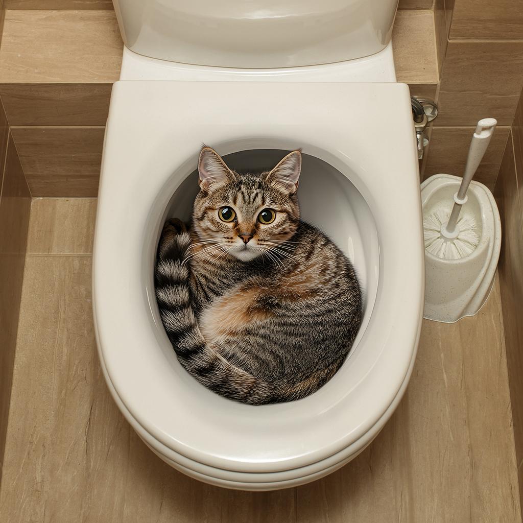 3D Funny Cat Toilet Sticker Bathroom Toilet Cover Sticker Wall Stickers Animal Wc Accessories for Home BathRoom Decoration