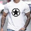 Summer Men's 100% Cotton Comfortable Casual Loose Overd Star Logo Graphic Printed Sports Round Neck Short Sleeved T-shirt#Color