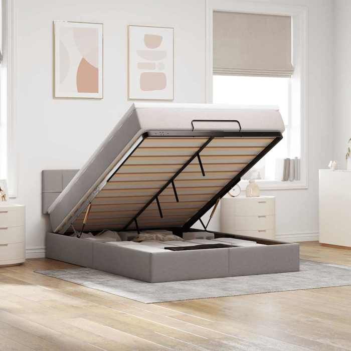 Maison Exclusive - Lit ottoman avec matelas taupe 140x190 cm tissu
