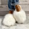 Women Summer Furry Slippers Fluffy Home Shoes Women Ladies Flops With Female Fur Sandals