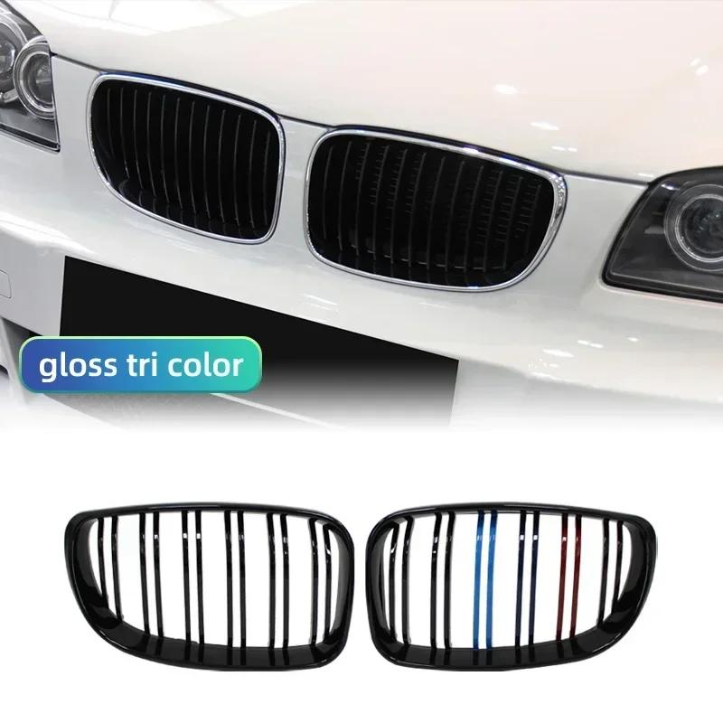 Для BMW E81 E87 E82 E88 128I 130I 135I Выбранные 07-11 Автомобиль Глянцевая Черная Решетка Радиатора Передняя Решетка-Почки Двойные Пластины Двойные Линии Решетки