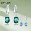 Oval Green Sky Blue Cubic Zirconia Dangle Earrings 925 Silver Jewelry Drop Earring For Women