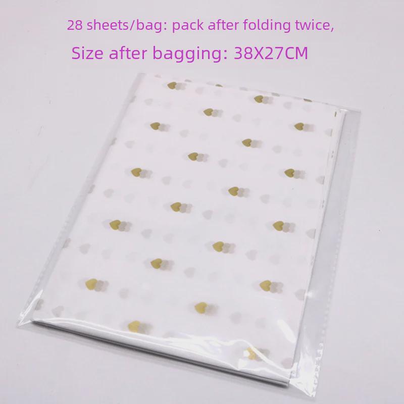 Упаковочная бумага с цветочным узором в горошек и персиковым сердцем - 10 листов