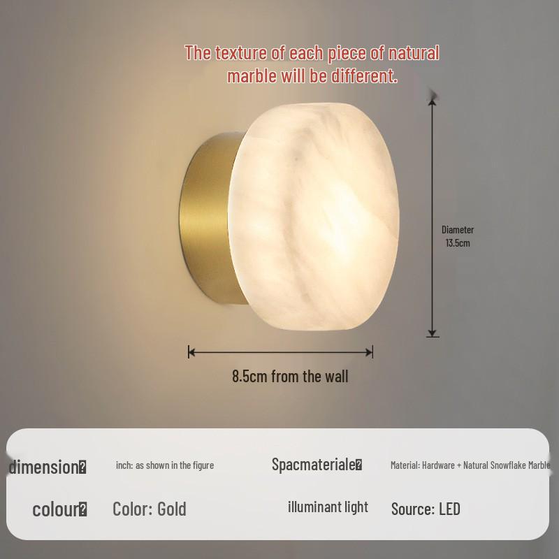 Designer Marble Wall Lamp - Luxury Post-Modern Bedside Lighting for Bedroom & Living Room