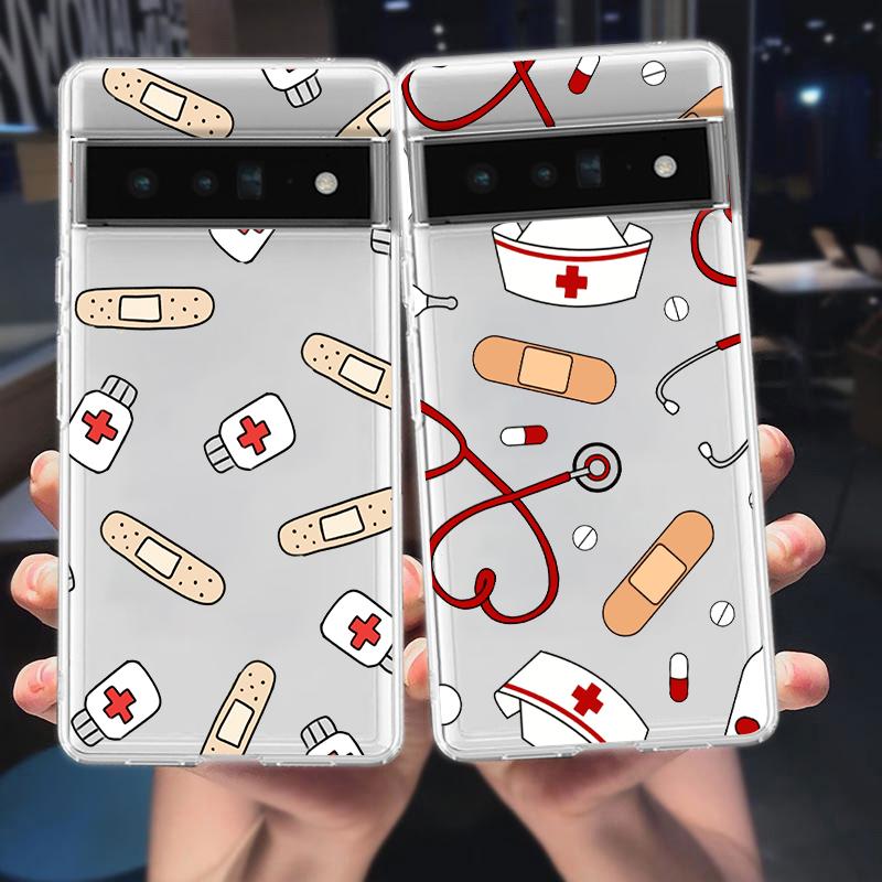 Для чехла на телефон Google Pixel 10 Pro 10A Pixel 9 Pro XL Pixel 8 Pro 9A 8A 7A 7 6A 6 Pro Медсестра Медицинский Медицина Здоровье Сердце