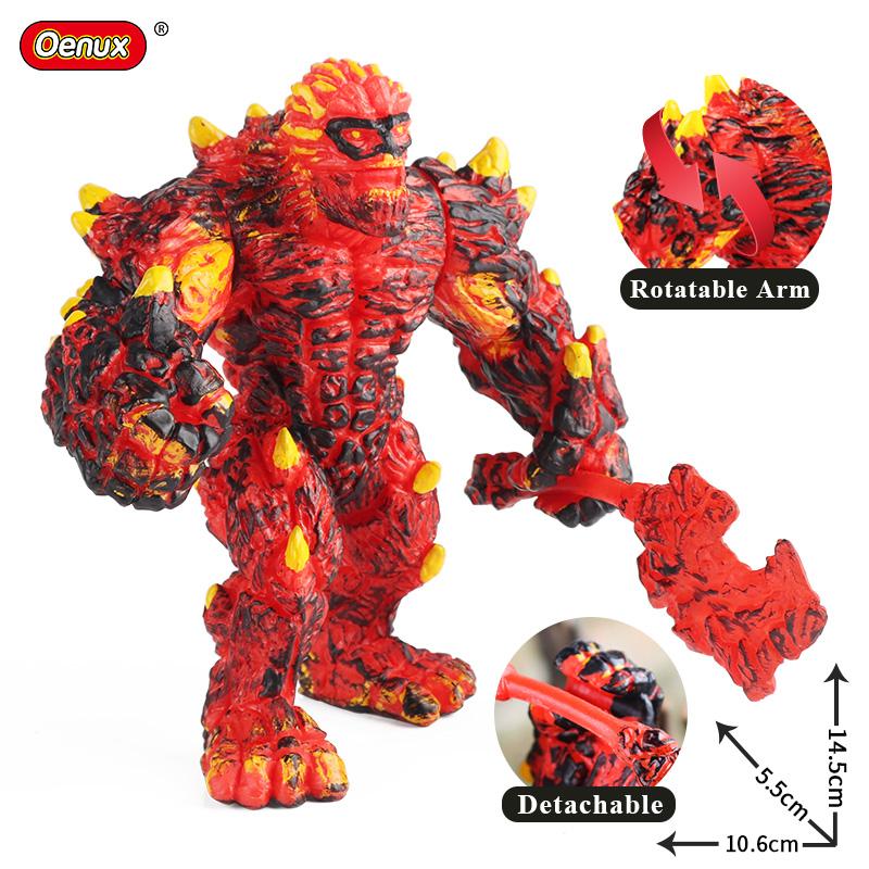 Oenux Original Savage Dinosaurs Myth Dragon Animals Model Fire Bull Octopus Monster Crab Action Figures Kids Collection Toy Gift
