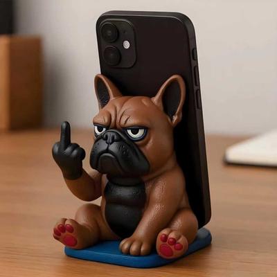 Забавный держатель для телефона Бульдог Дерзкий средний палец Бульдог Подставка для телефона Мультяшная собака Подставка для мобильного телефона для стола Все смартфоны