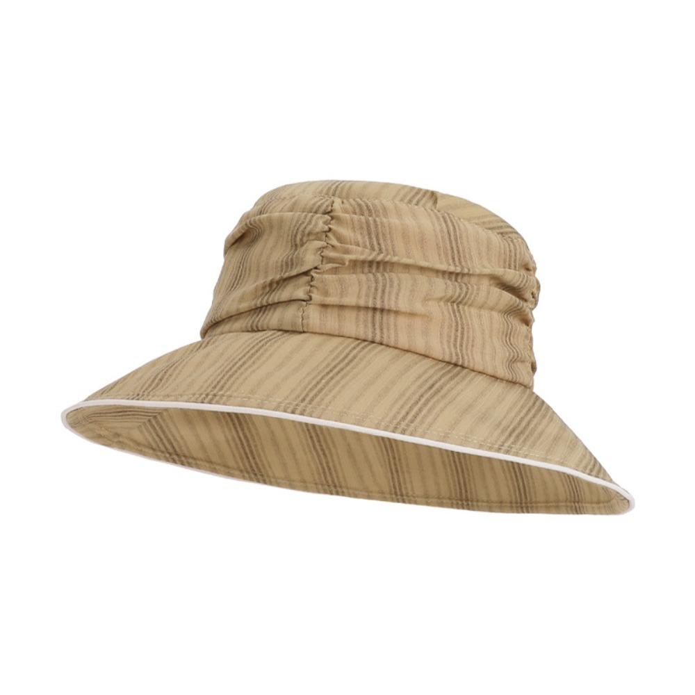 New Pleated Bucket Hat Breathable Striped Fisherman Hat Foldable Sun Protection Hat Summer