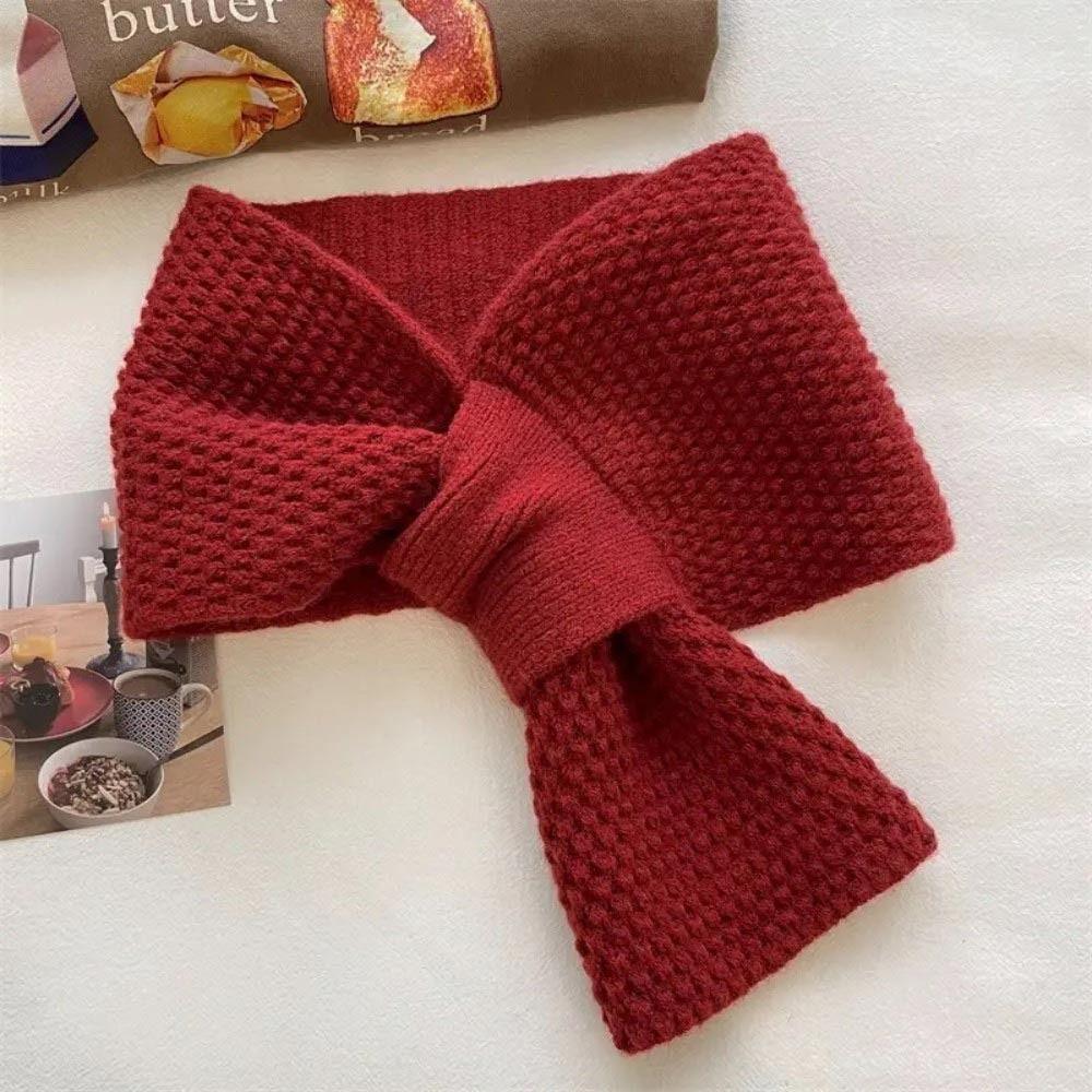 Solid Color Neck Scarf Knitted Neck Warmer Cute Neckerchief Wrap Women