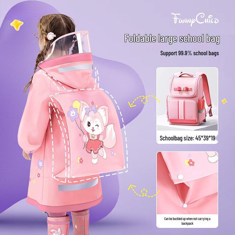 Детский плащ-пончо Bemei из ЭВА - Новый стиль для девочек, с местом для школьного рюкзака, цельный для детского сада и школы