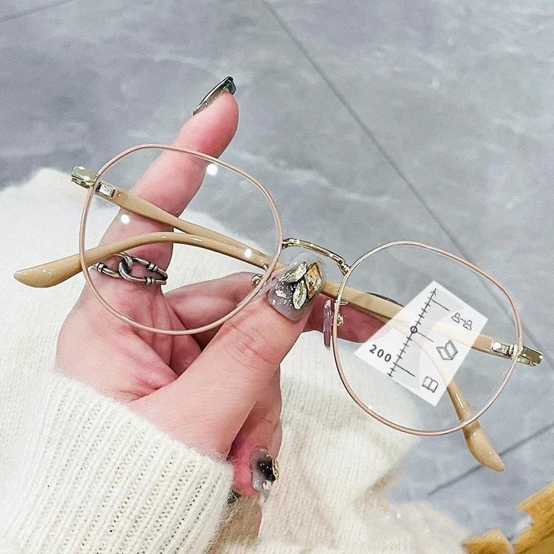 Унисекс Прогрессивные Мультифокальные Очки для Чтения Модные Женские Круглые Очки для Пресбиопии Мужские Сверхлегкие HD Компьютерные Очки