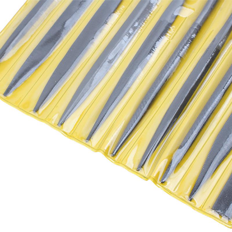 Набор стальных мини-напильников: Треугольные и полукруглые шлифовальные инструменты с пластиковой ручкой