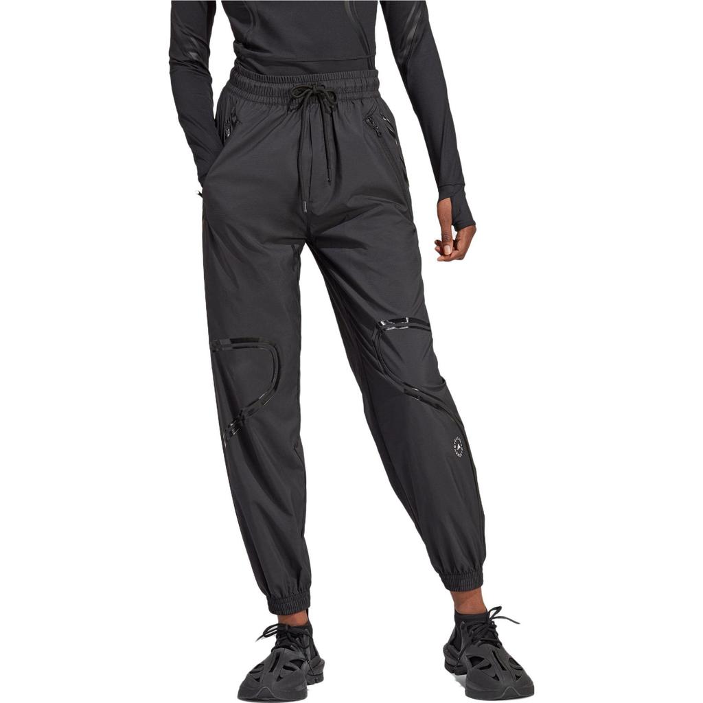 Adidas Stella Mc Cartney Tapered Pants Solid Color With Zipper Pockets Loose Fit Women Pants Black HR2209
