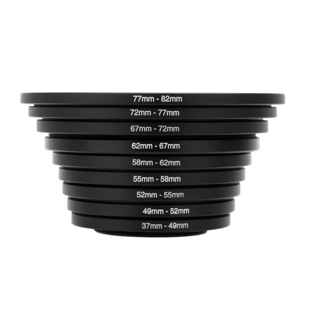 Filter Ring Adapter 9/18Pcs Camera Lens Filter Metal Adapter Ring Kit 37-82mm 82-37mm for Canon Nikon Sony DSLR Camera Lens