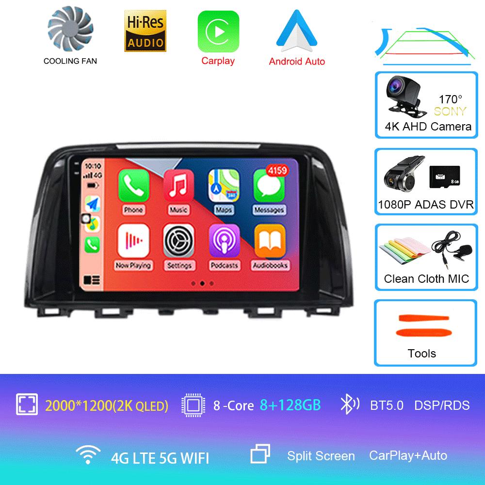 Автомагнитола Для Mazda 6 GJ Atenza 2012 2013 2014 2015 2016 2017 Android 14 Carplay Auto Автомобильный мультимедийный видеоплеер GPS Навигация