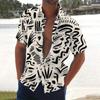 Men's Summer New Loose Print Short Sleeve Shirt Cardigan Beach Shirt