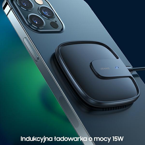 Ładowarka indukcyjna 15W USAMS Magnetic iPhone 12 Biała