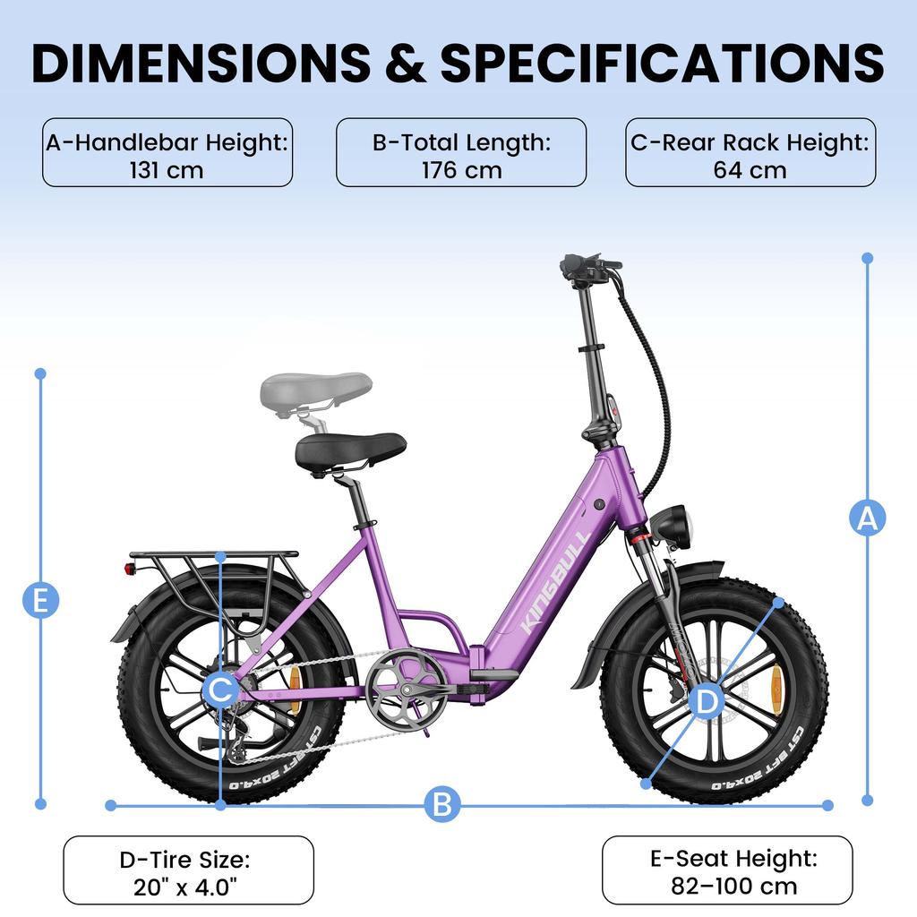 KINGBULL LITERIDE 2.0 500W City Commuter Electric Bike, 20 inches, maximum load capacity 180 kg, maximum range 90 km.