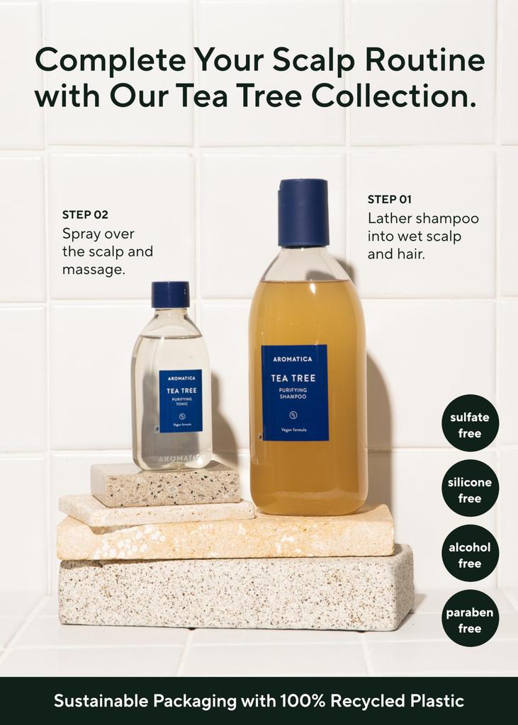 Organic Oily Scalp Shampoo 400ml Tea Tree Oil Control Oily Scalp Refreshing Naturally Derived Cleansing Teatree Purifying Shampoo Korean Cosmetics